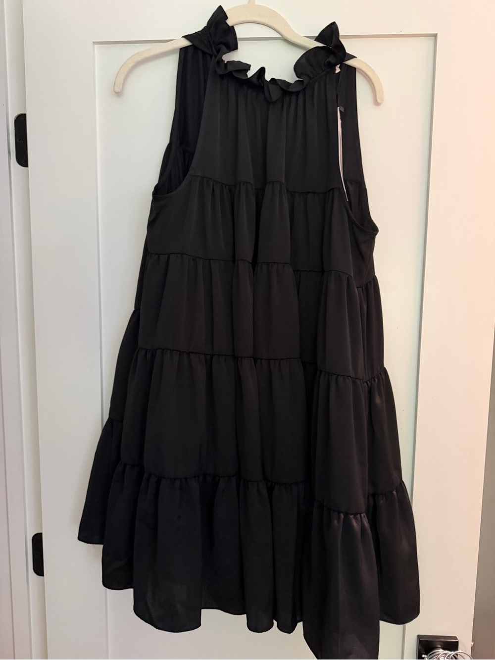 Black Tiered Ruffle Neck Dress